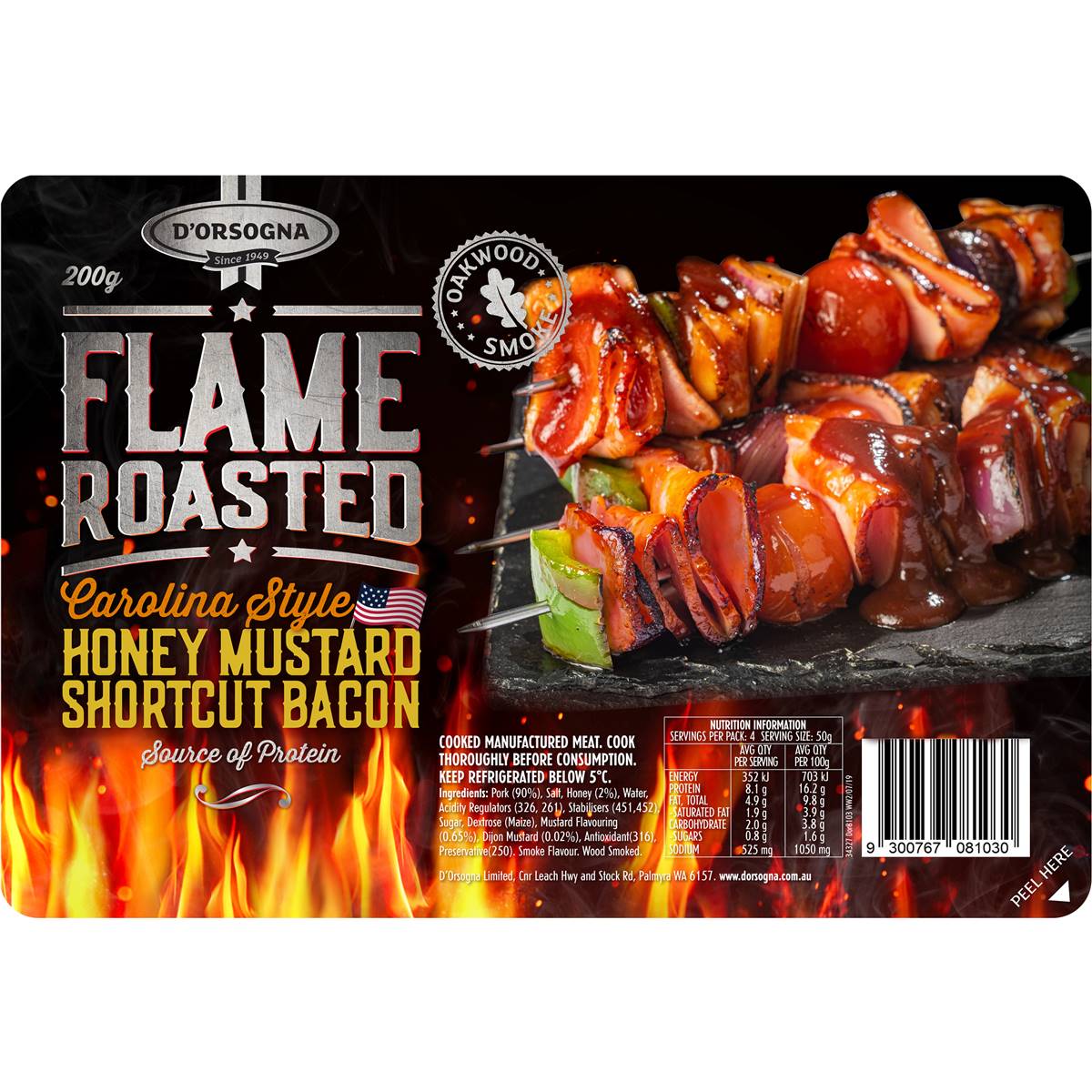 D'orsogna Flame Roasted Carolina Style Honey Mustard Shortcut Bacon