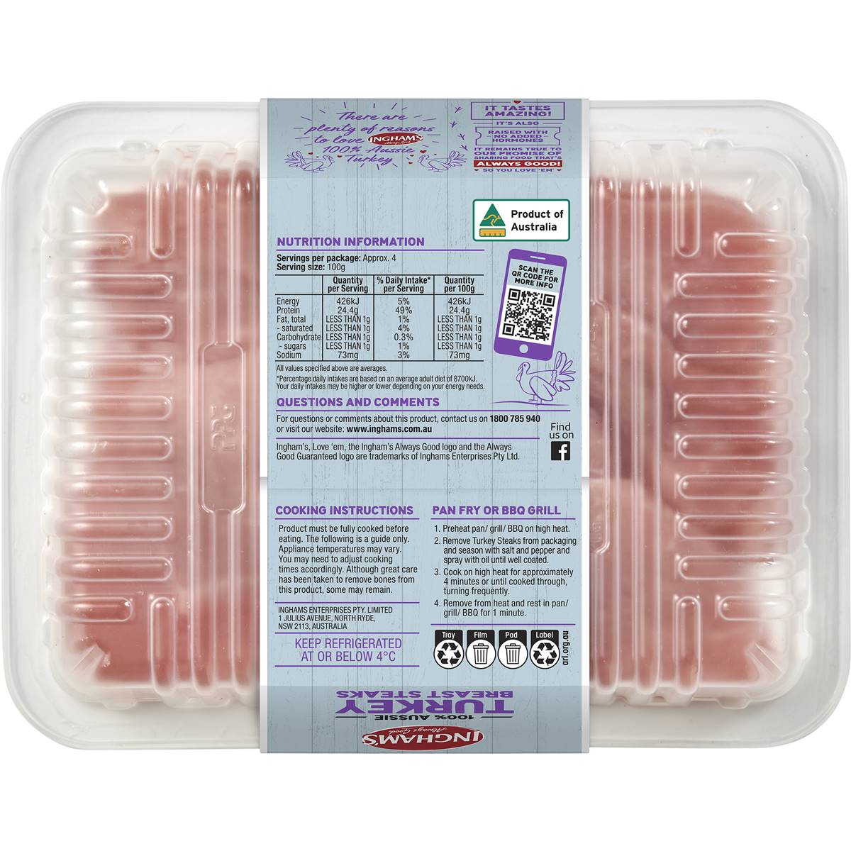 Ingham's Turkey Breast Steaks 400g Woolworths