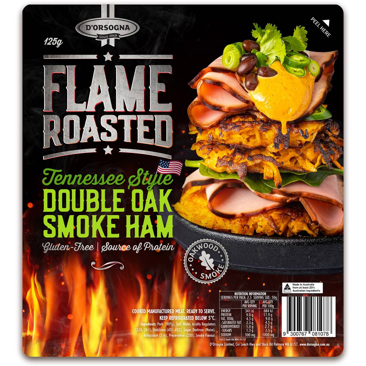 D'orsogna Flame Roasted Tennesee Style Double Oak Smoked Ham