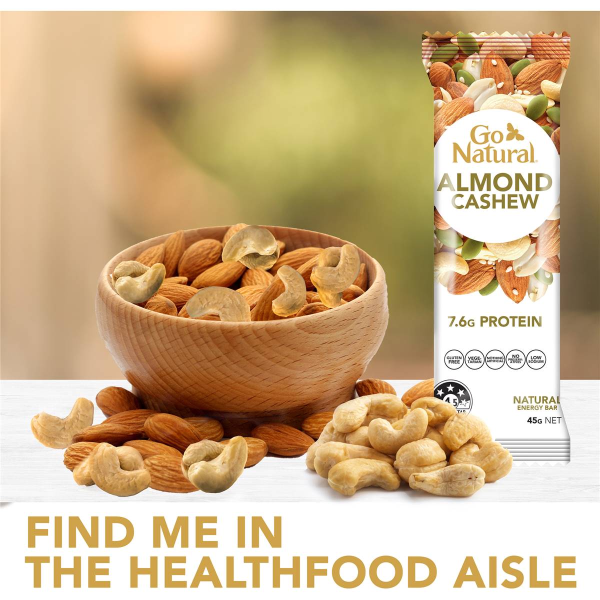 Go Natural Savoury Bars Almond Cashews 45g Woolworths