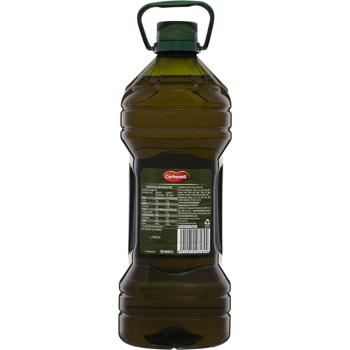 Carbonell Extra Virgin Olive Oil 3l Woolworths