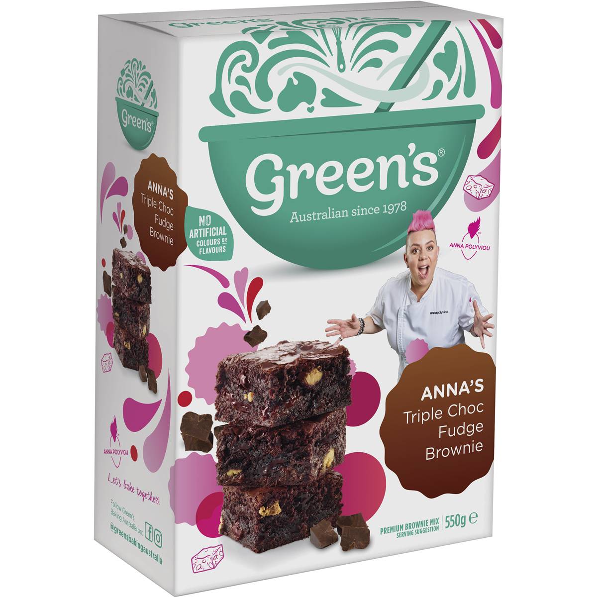 Green's Anna's Triple Choc Fudge Brownie 550g Woolworths