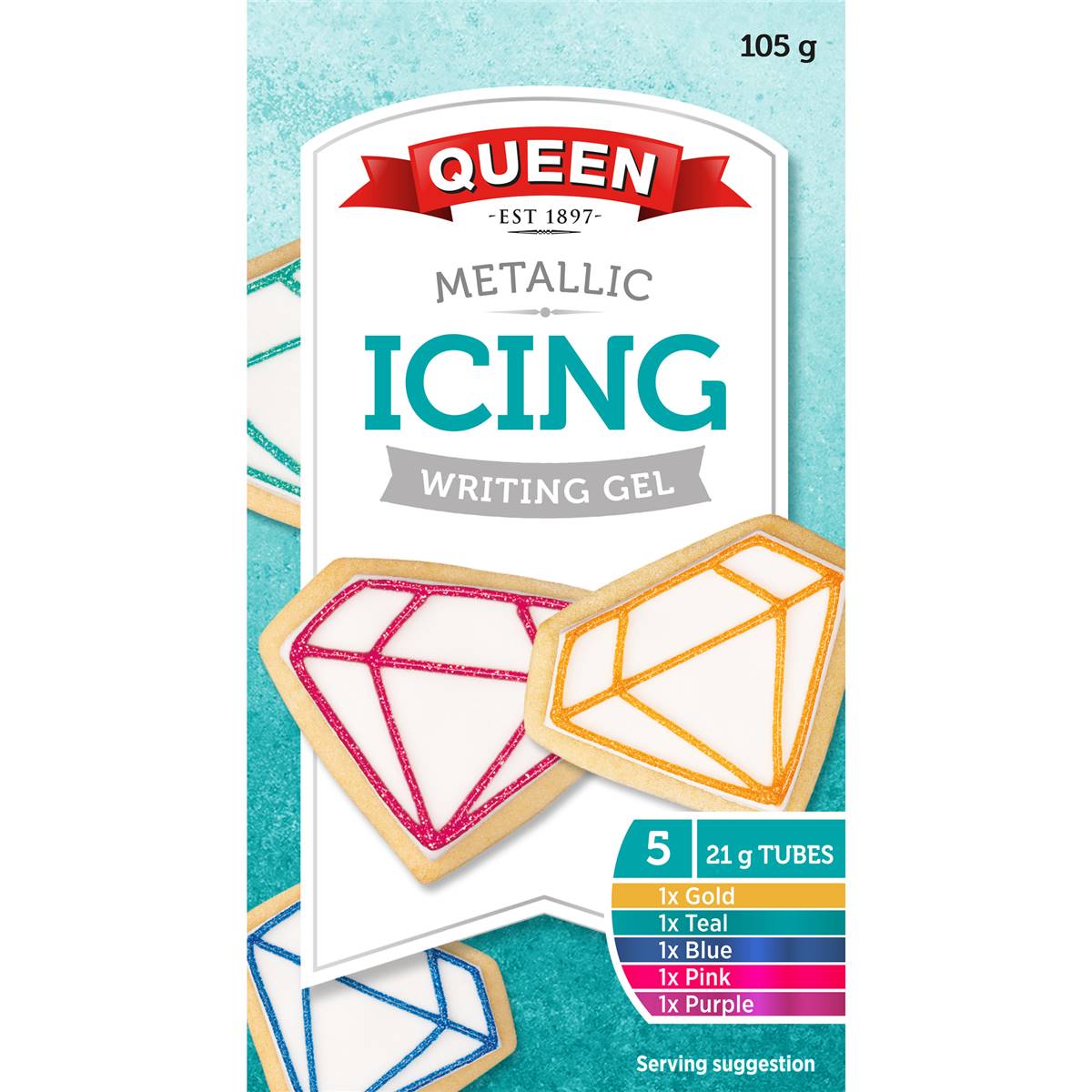 Queen Metallic Icing Writing Gel 5 Pack Woolworths