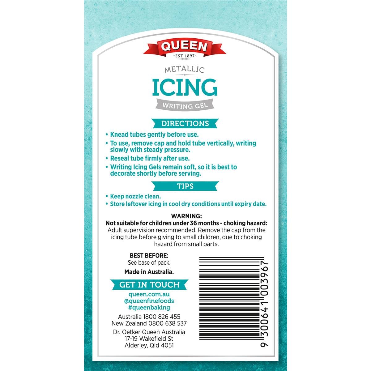 Queen Metallic Icing Writing Gel 5 Pack Woolworths