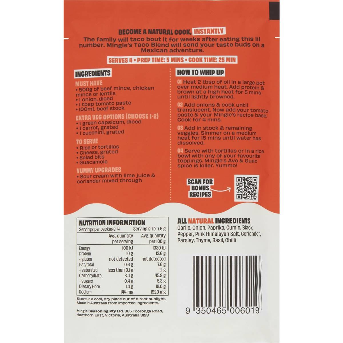 Mingle Taco Mexican Fiesta Recipe Base 30g Woolworths