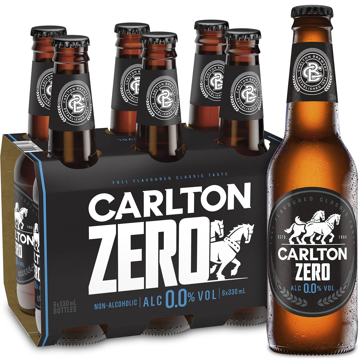 Carlton Zero 0.0 Non Alcoholic Beer Glass Bottles Multipack 330ml X 6