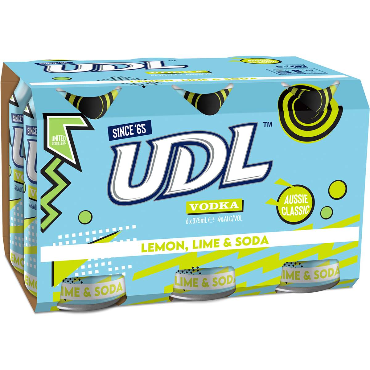 Udl Vodka Lemon Lime & Soda Cans 6x375ml Woolworths
