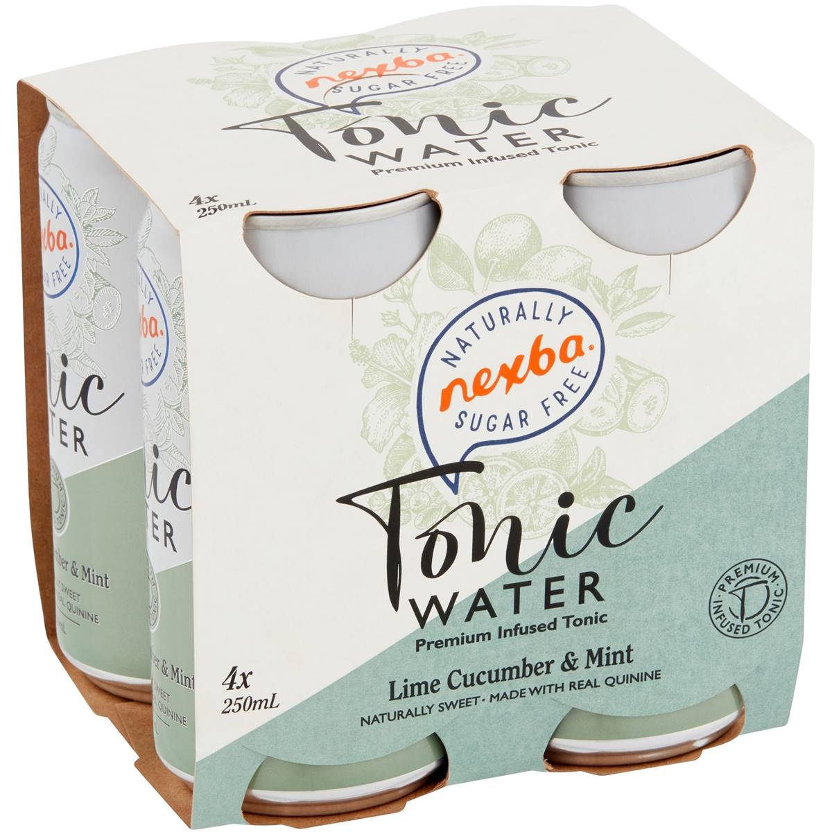 Nexba Sugar Free Lime Cucumber & Mint Tonic Water 250ml X4 Pack