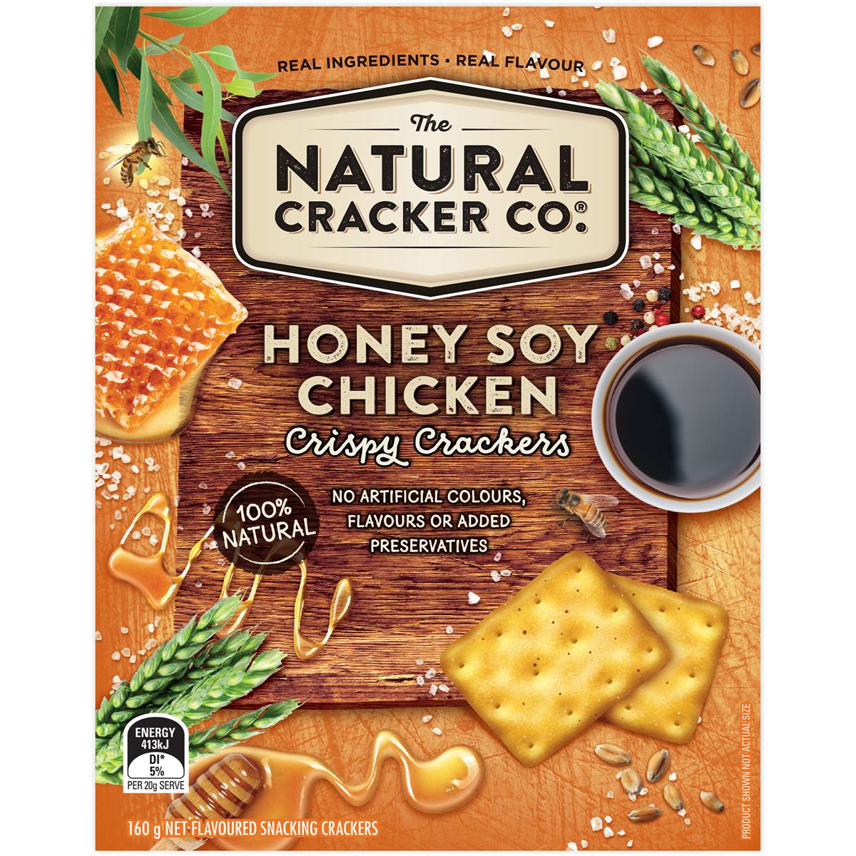 The Natural Cracker Co. Honey Soy Chicken Crispy Crackers 160g Woolworths