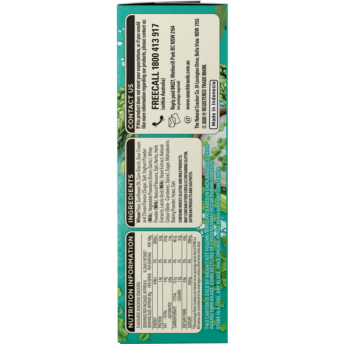 The Natural Cracker Co. Sour Cream & Chives Crispy Crackers 160g