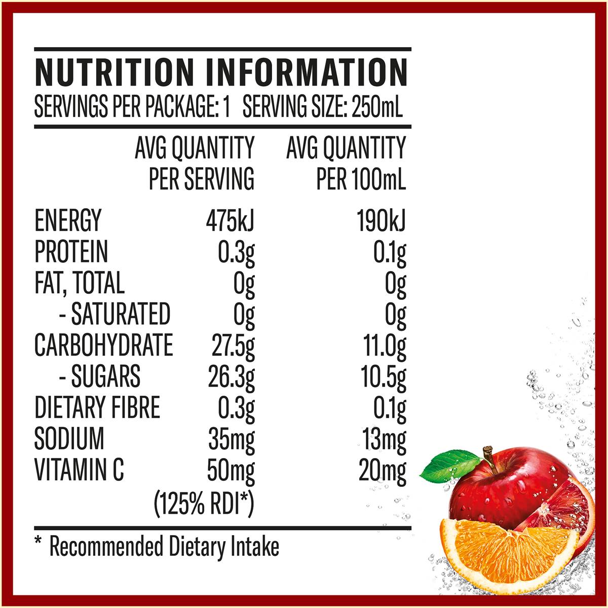 Golden Circle Sparkling Fruit Juice Apple, Orange & Blood Orange 250ml