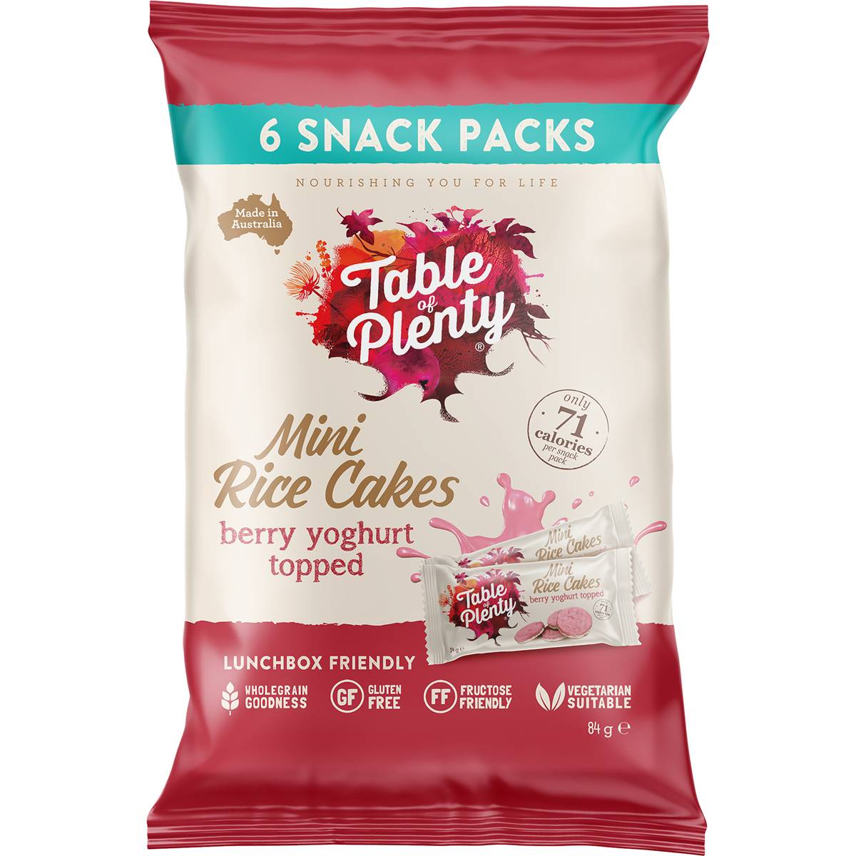 Table Of Plenty Mini Rice Cakes Berry Yoghurt Topped 6 pack