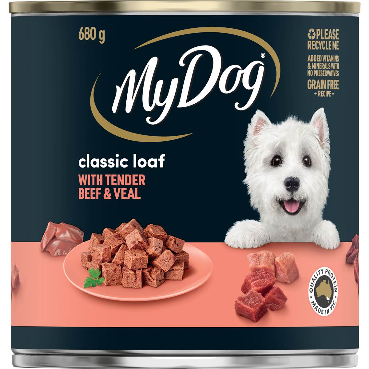 My Dog Beef And Veal Loaf Classics Wet Dog Food Can 680g Woolworths