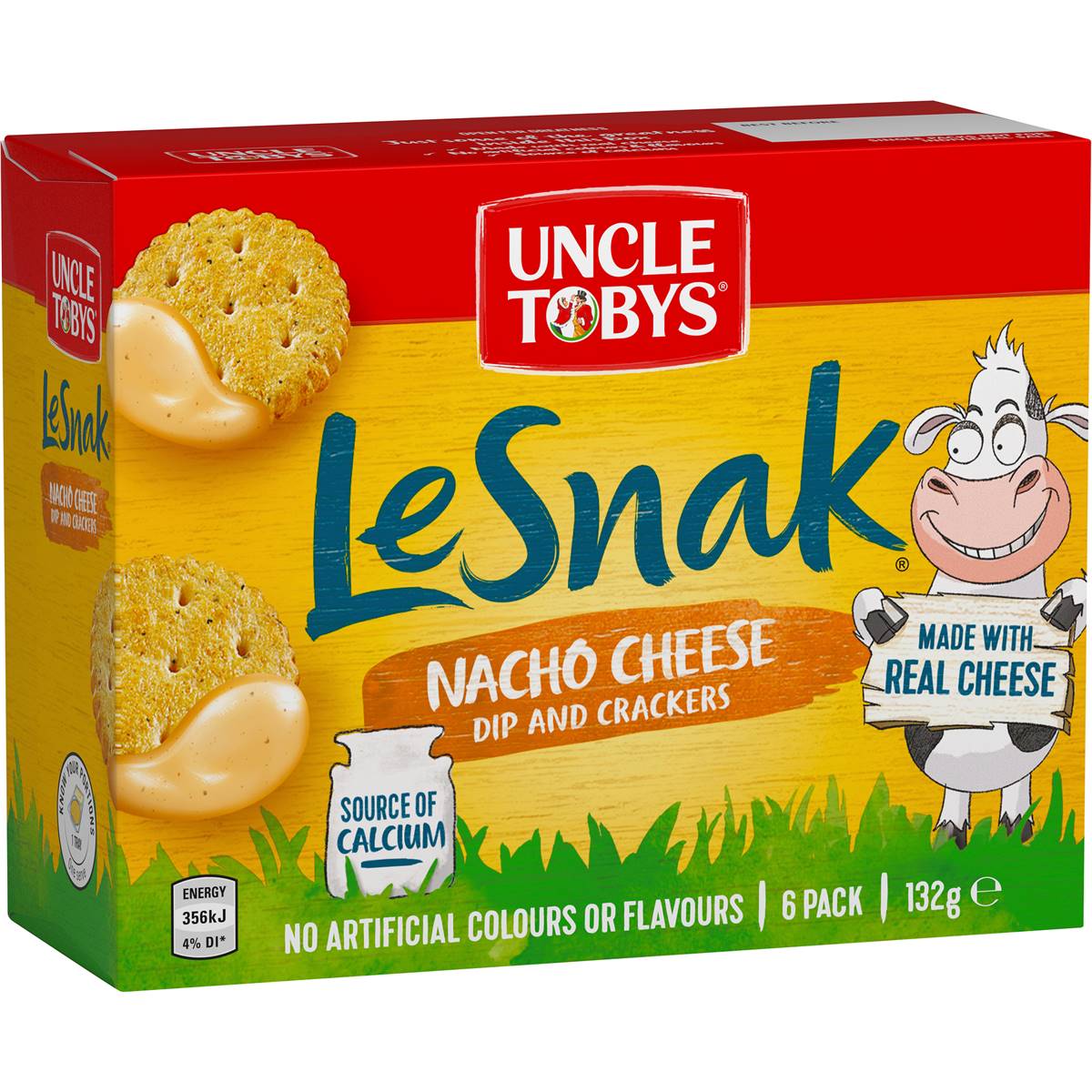 Uncle Tobys Le Snak Nacho Cheese Dip & Crackers 6 Pack Woolworths