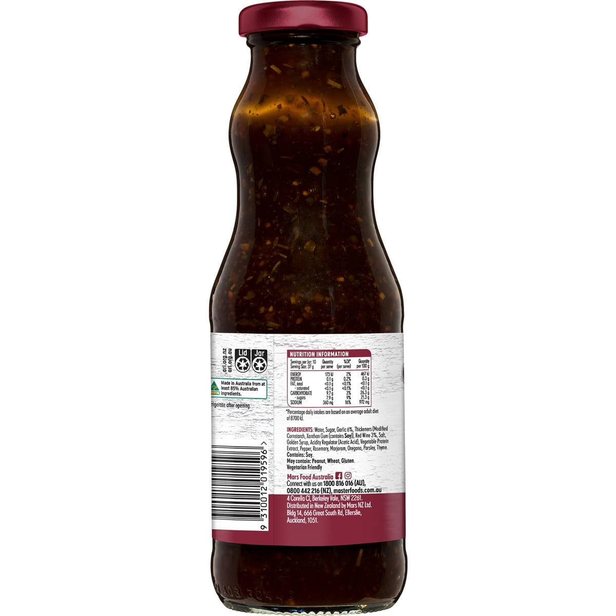 Masterfoods Red Wine & Garlic Marinade 375g Woolworths