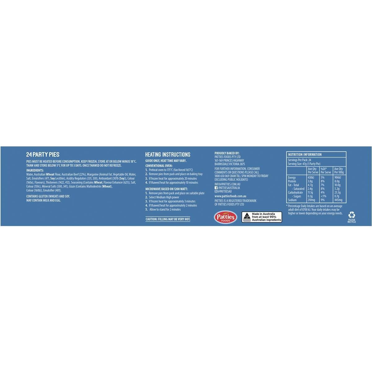 Patties Party Pies Frozen 24 Pack Woolworths