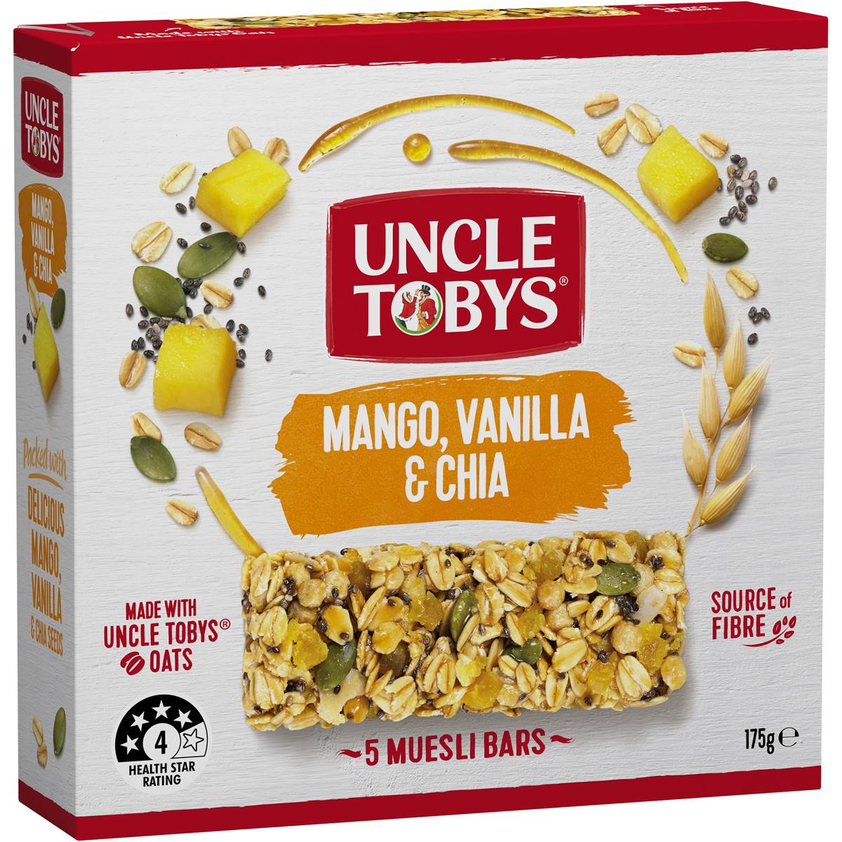 Uncle Tobys Mango Vanilla & Chia Muesli Bar 5 Pack Woolworths