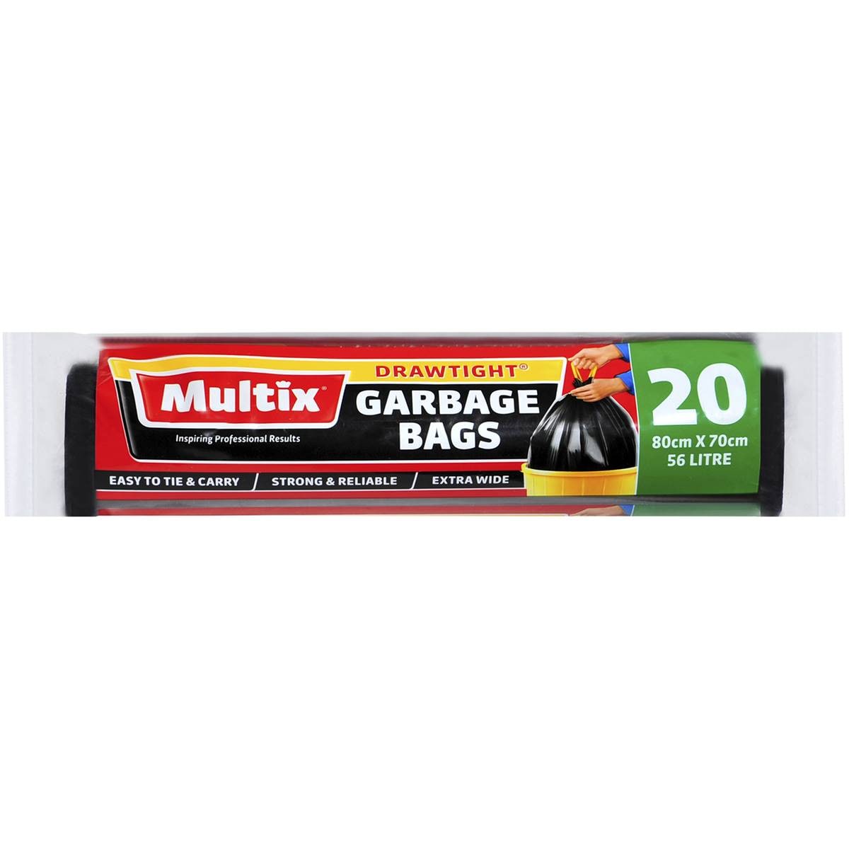 Multix Drawtight Roll Garbage Bags 56l 20 Pack Woolworths