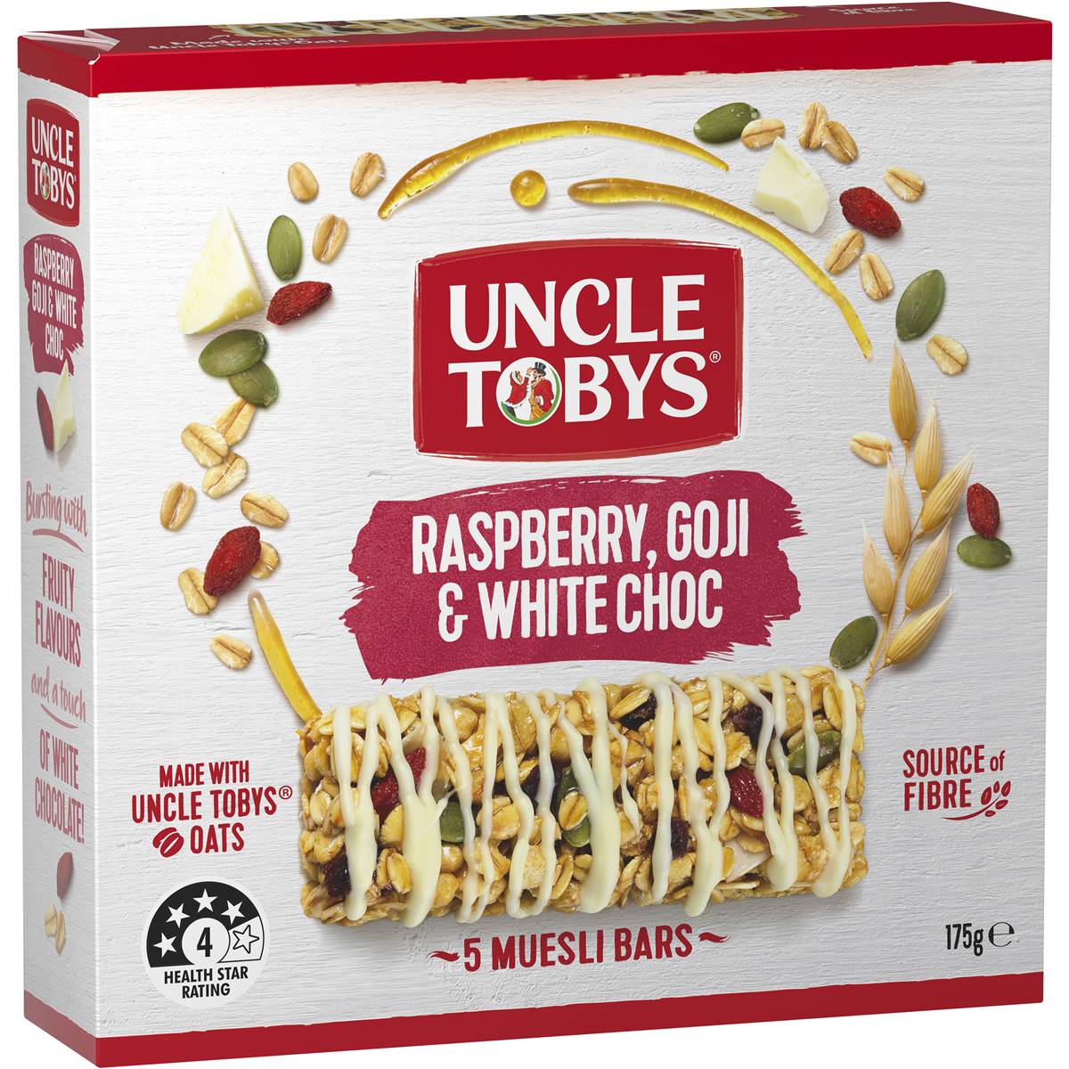 Uncle Tobys Raspberry Goji & White Chocolate Muesli Bar 5 Pack Woolworths