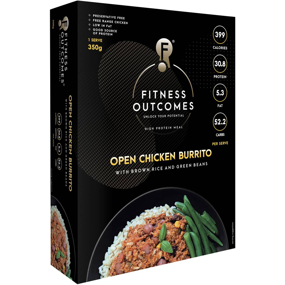Fitness Open Chicken Burrito Frozen Meal 350g Woolworths