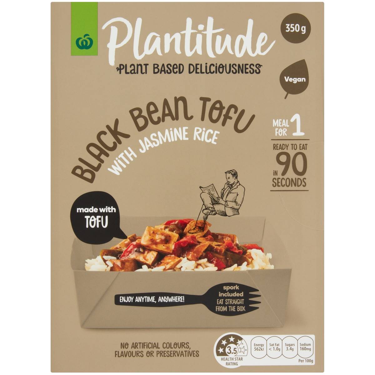 Woolworths Plantitude Black Bean Tofu With Jasmine Rice 350g Woolworths