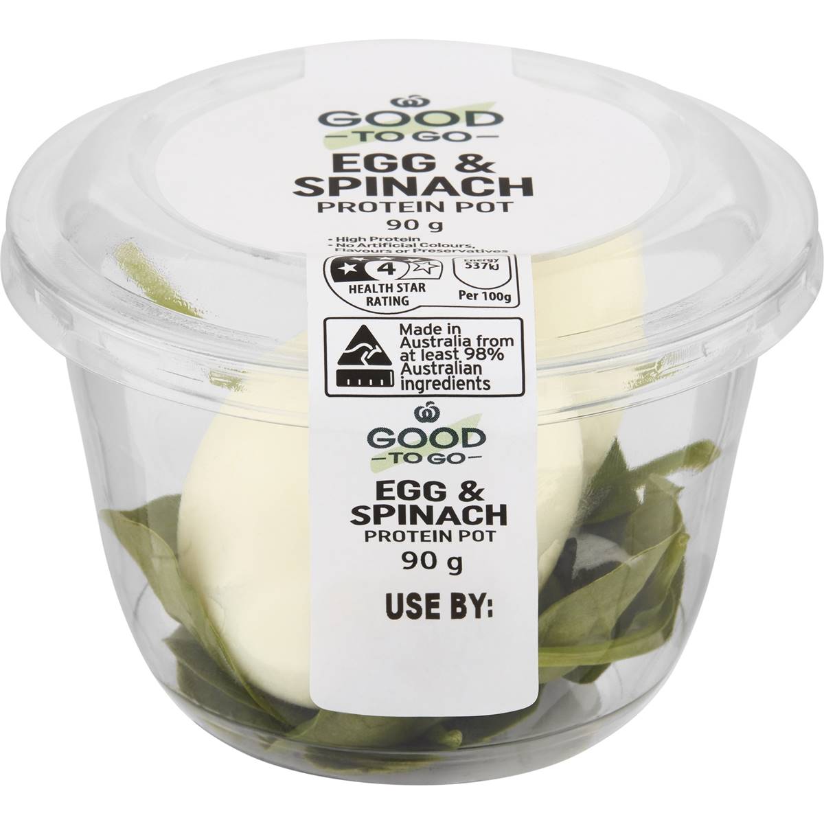 Woolworths Good To Go Free Range Egg & Spinach Protein Pot 90g Woolworths