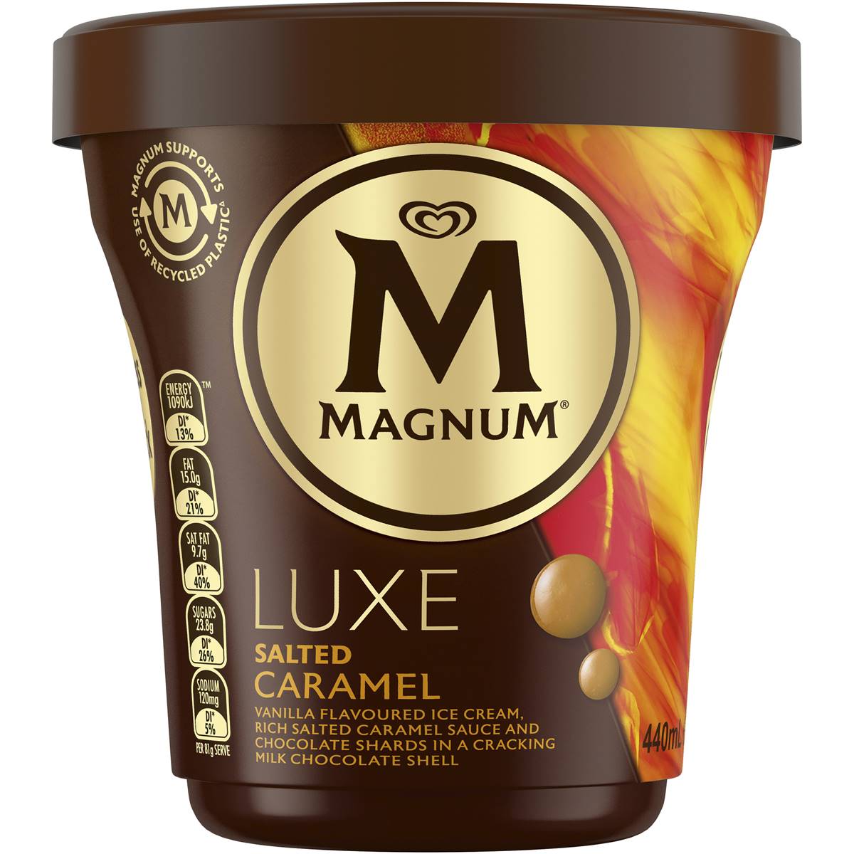 Magnum Streets Luxe Salted Caramel Ice Cream Tub 440ml | Woolworths