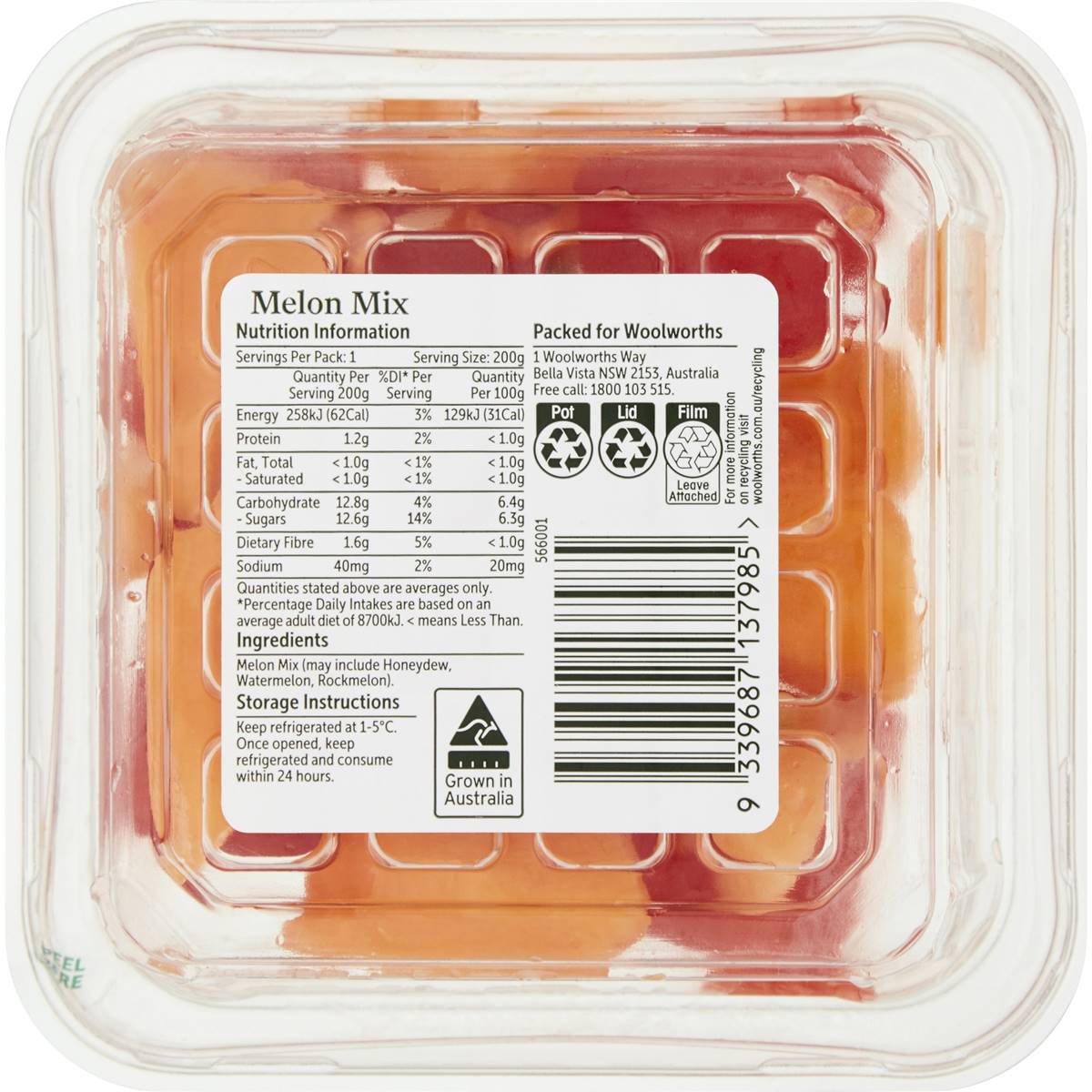 Woolworths Good To Go Seasonal Melon Mix 200g Woolworths