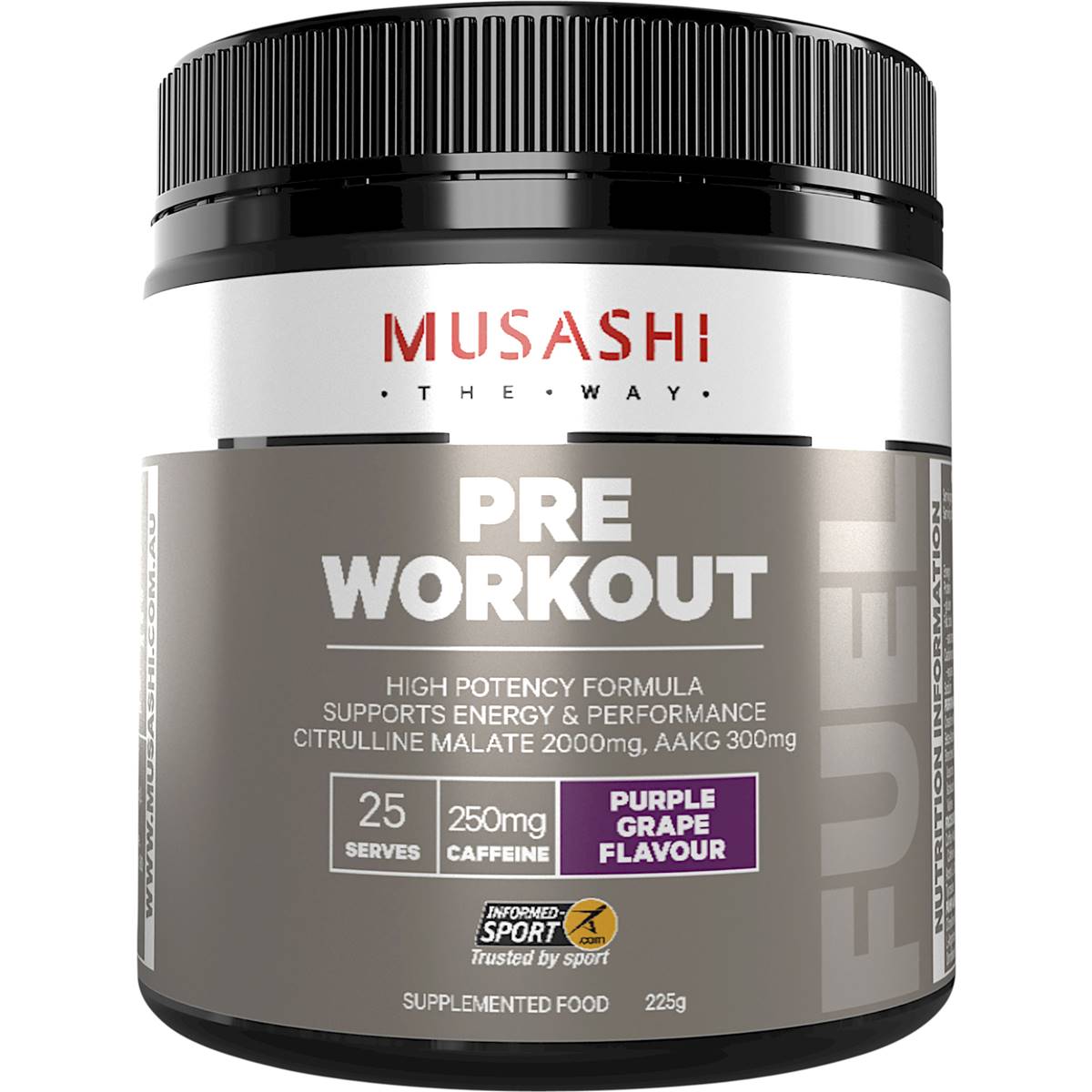 Musashi Pre Workout Powder Purple Grape 225g | Woolworths