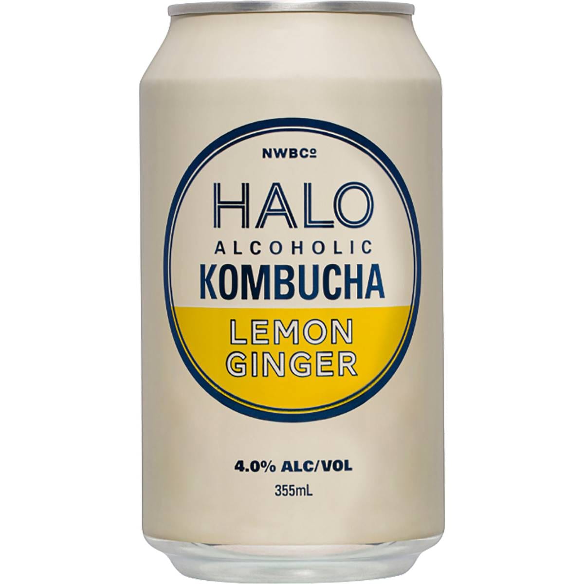 Halo Alcoholic Kombucha Lemon Ginger 355ml Woolworths