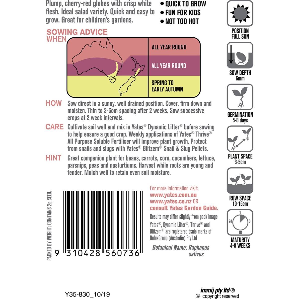 Yates Radish Salad Crunch Seeds 2g Woolworths