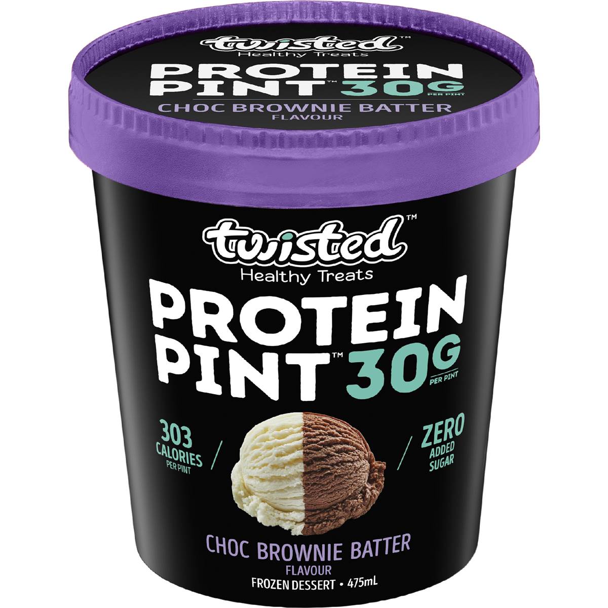 Twisted Healthy Treats Protein Pint Choc Brownie Batter Frozen Dessert 475mL