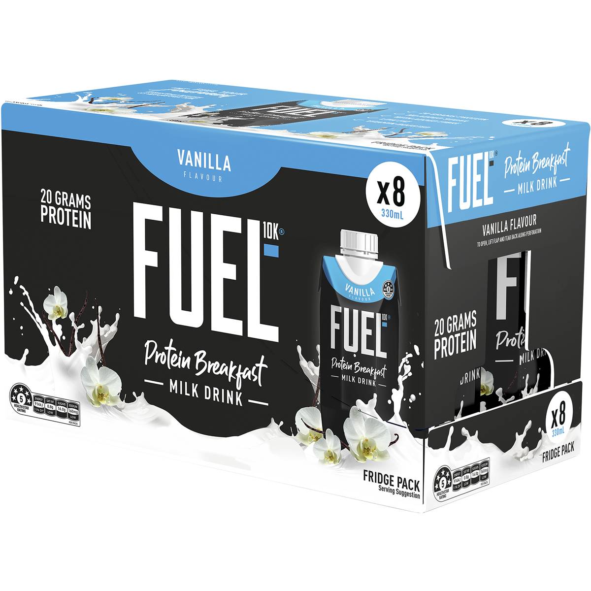 Fuel10k Protein Liquid Breakfast Drink Vanilla 330ml X8 Pack Woolworths