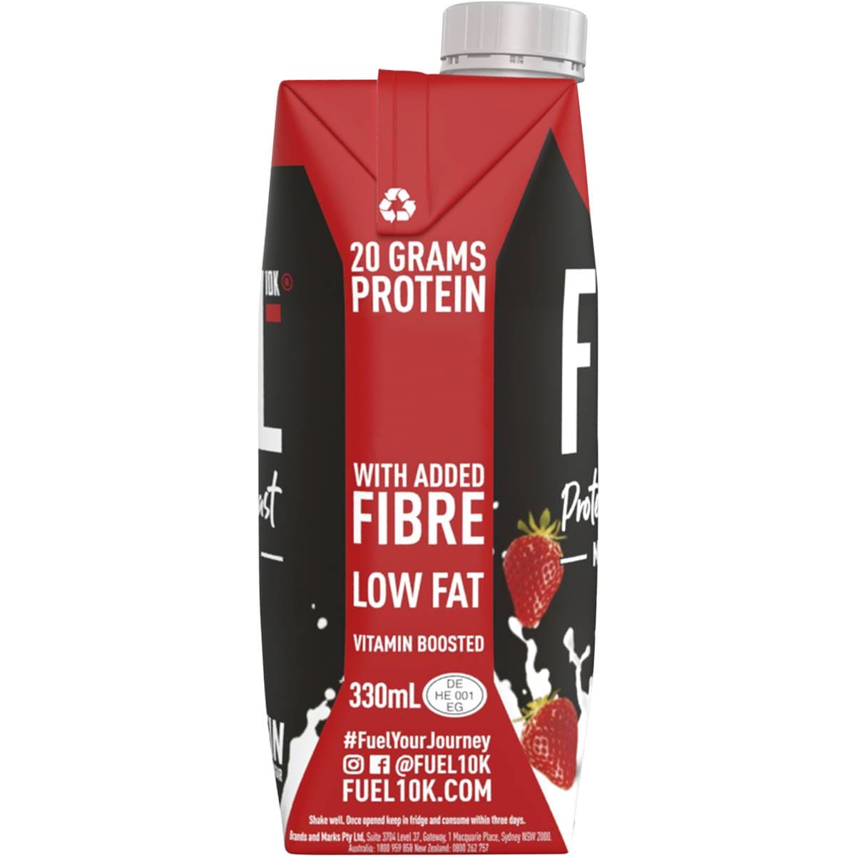 Fuel10k Protein Liquid Breakfast Drink Strawberry 330ml Woolworths