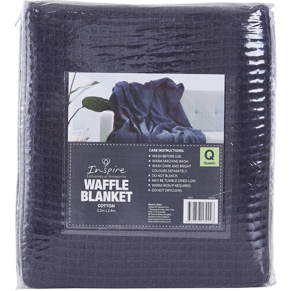 Inspire Cotton Waffle Blanket Queen Size Each Woolworths