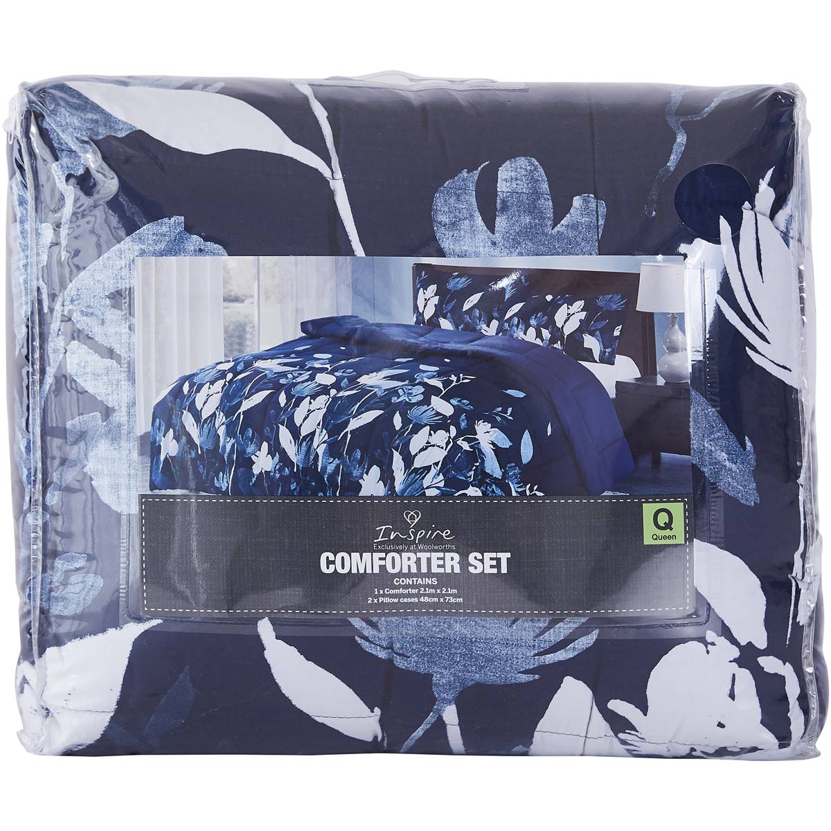 Inspire Comforter Set Queen Size Blue Floral Each Woolworths