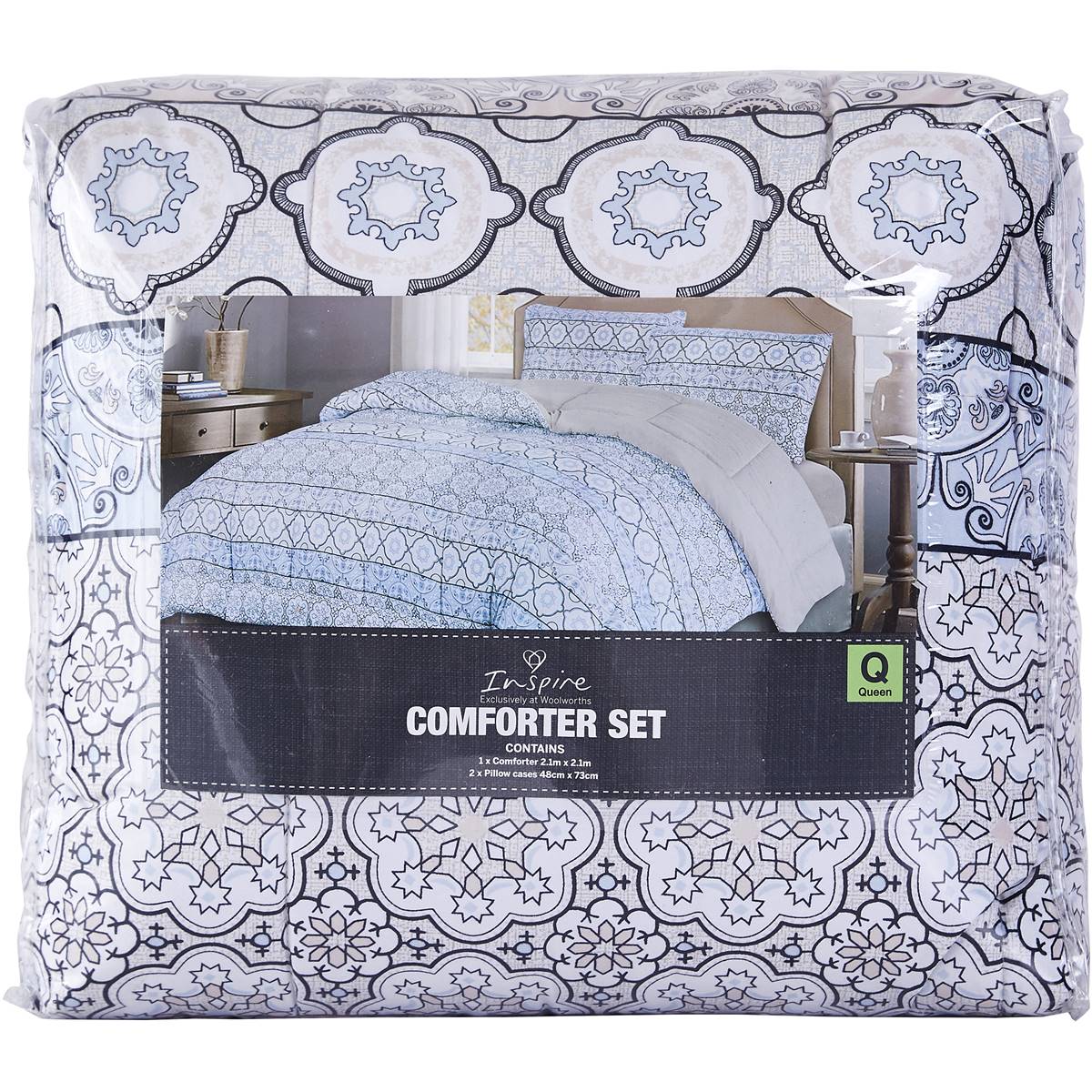 Inspire Comforter Set Queen Size Light Blue Each | Woolworths