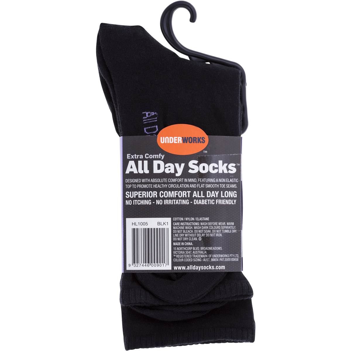 Underworks Womens All Day Fine Socks Black Size 5 - 8 2 Pack | Woolworths