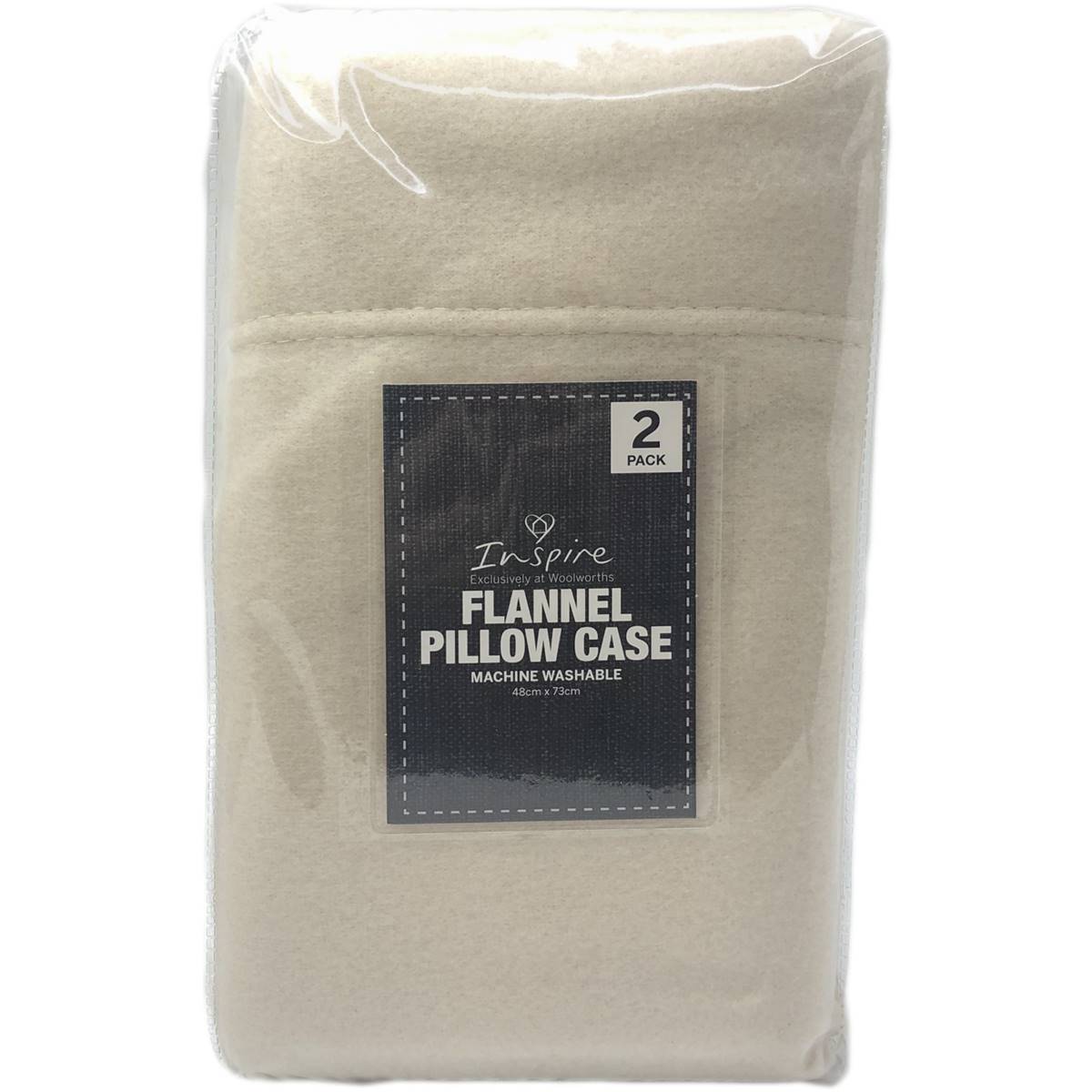Inspire Microflannel Pillow Case Cream 2 Pack Woolworths
