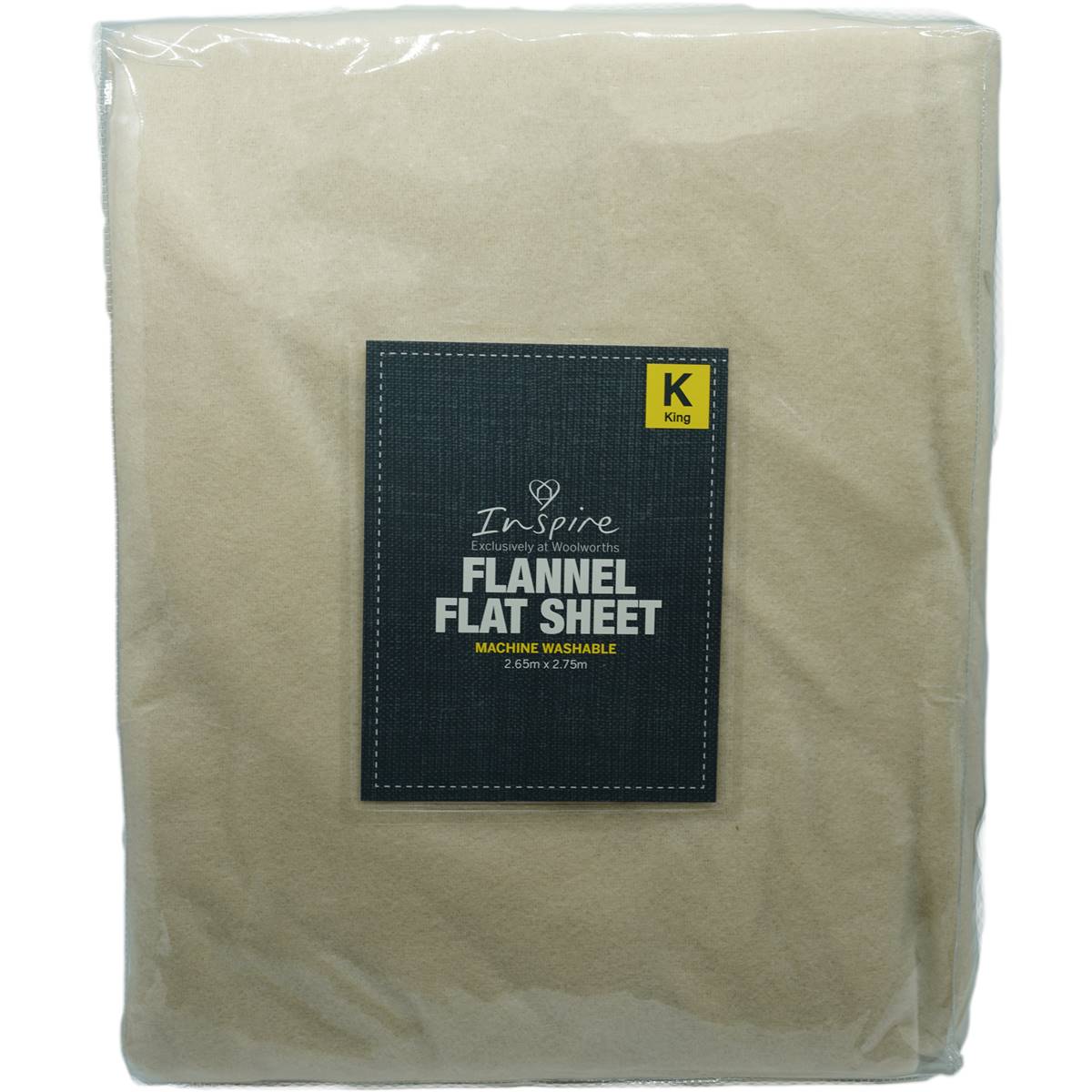 Inspire Microflannel Flat Sheet King Size Cream Each Woolworths