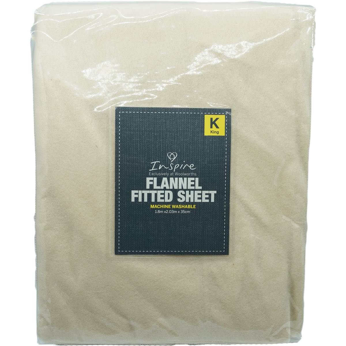 Inspire Microflannel Fitted Sheet King Size Cream Each Woolworths