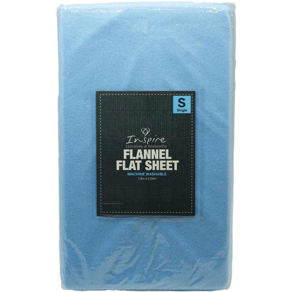 Inspire Microflannel Flat Sheet Single Size Blue Each Woolworths