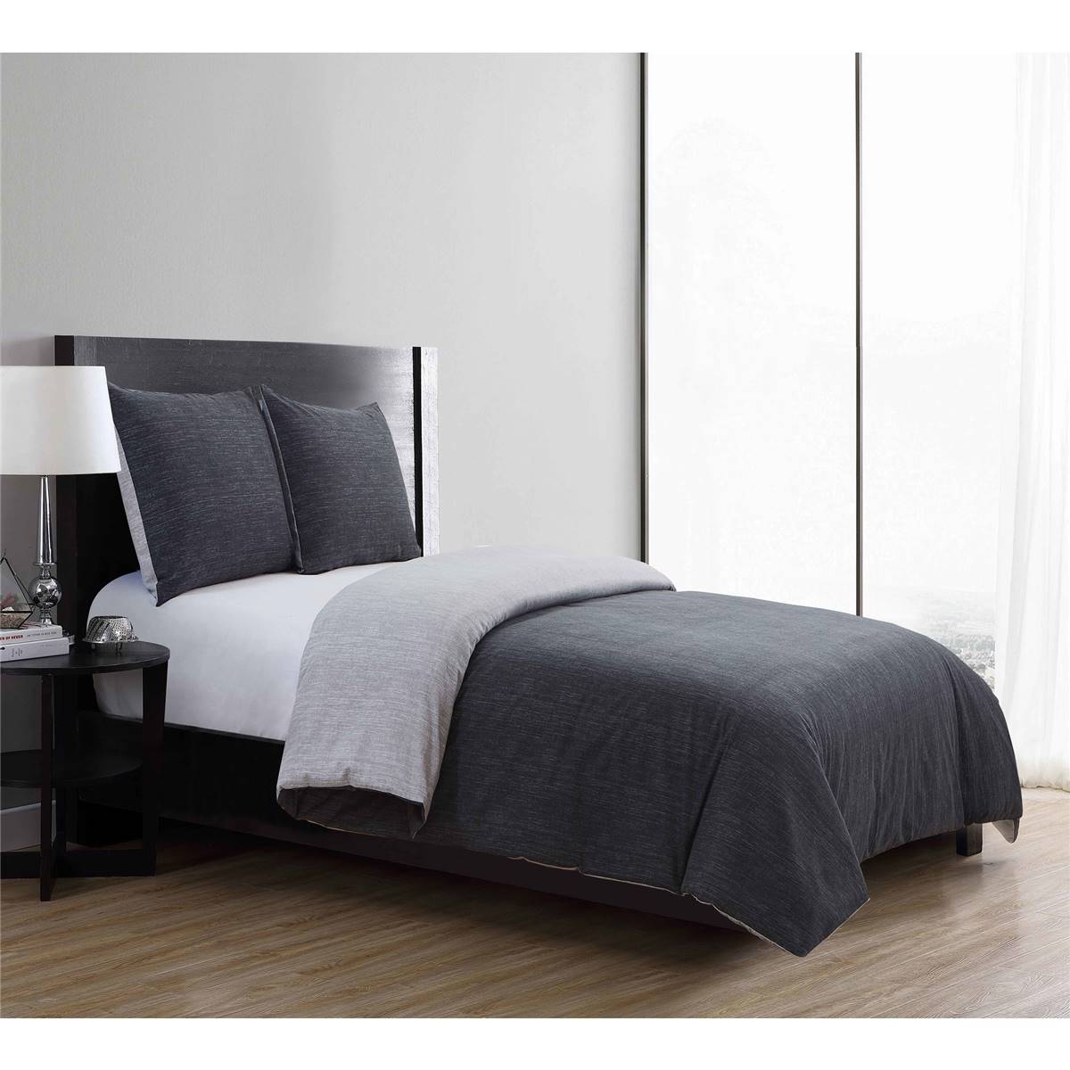 Inspire Flannelette Quilt Cover Set Queen Size Charcoal Each Woolworths