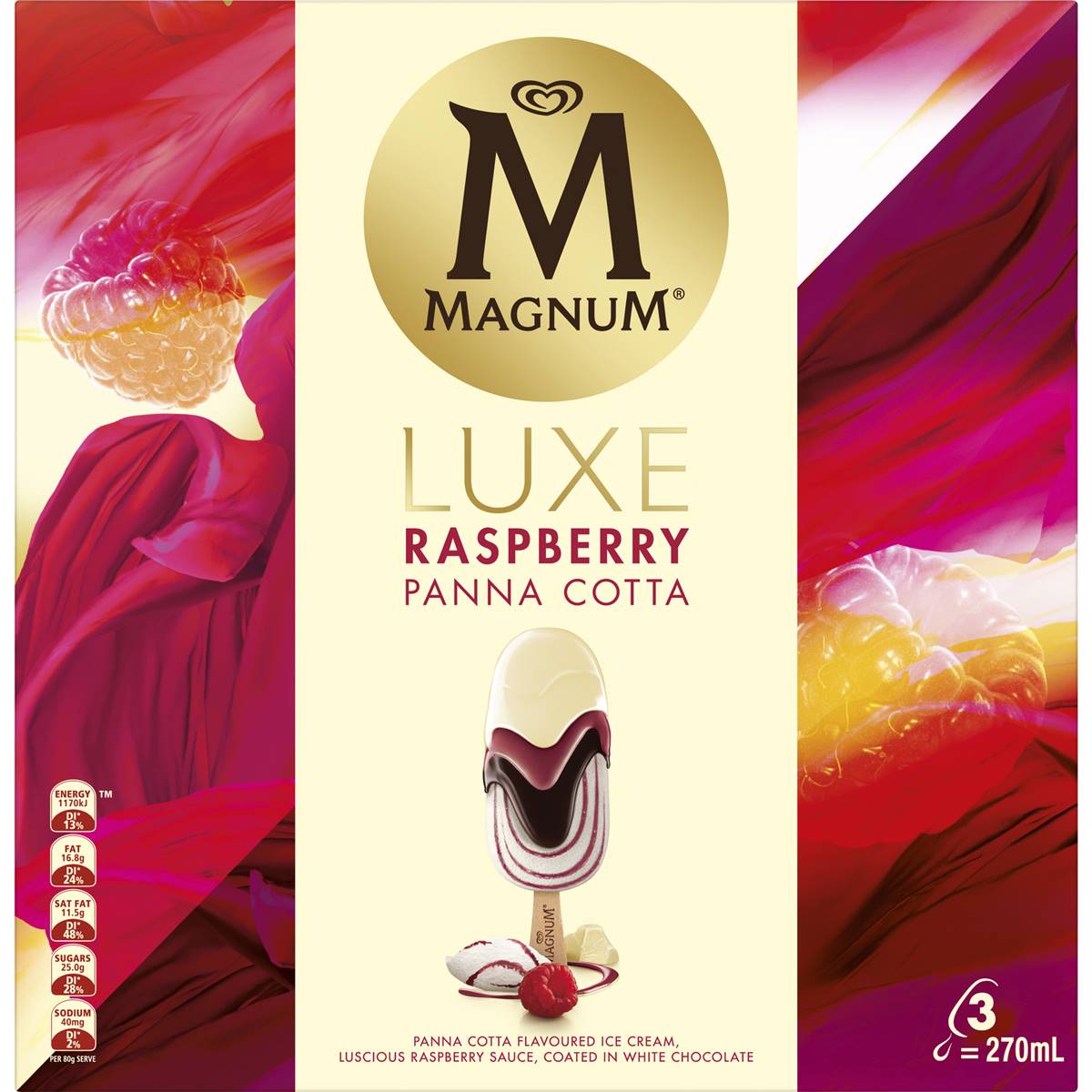 Streets Magnum Luxe Raspberry Panna Cotta 3 Pack Woolworths
