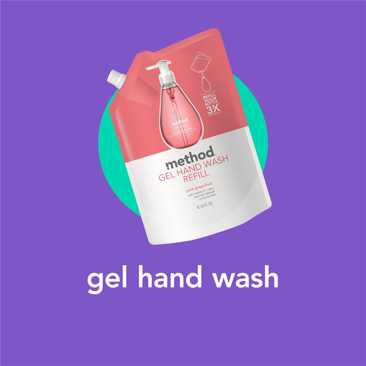Method Gel Hand Wash Refill Pink Grapefruit 1l Woolworths