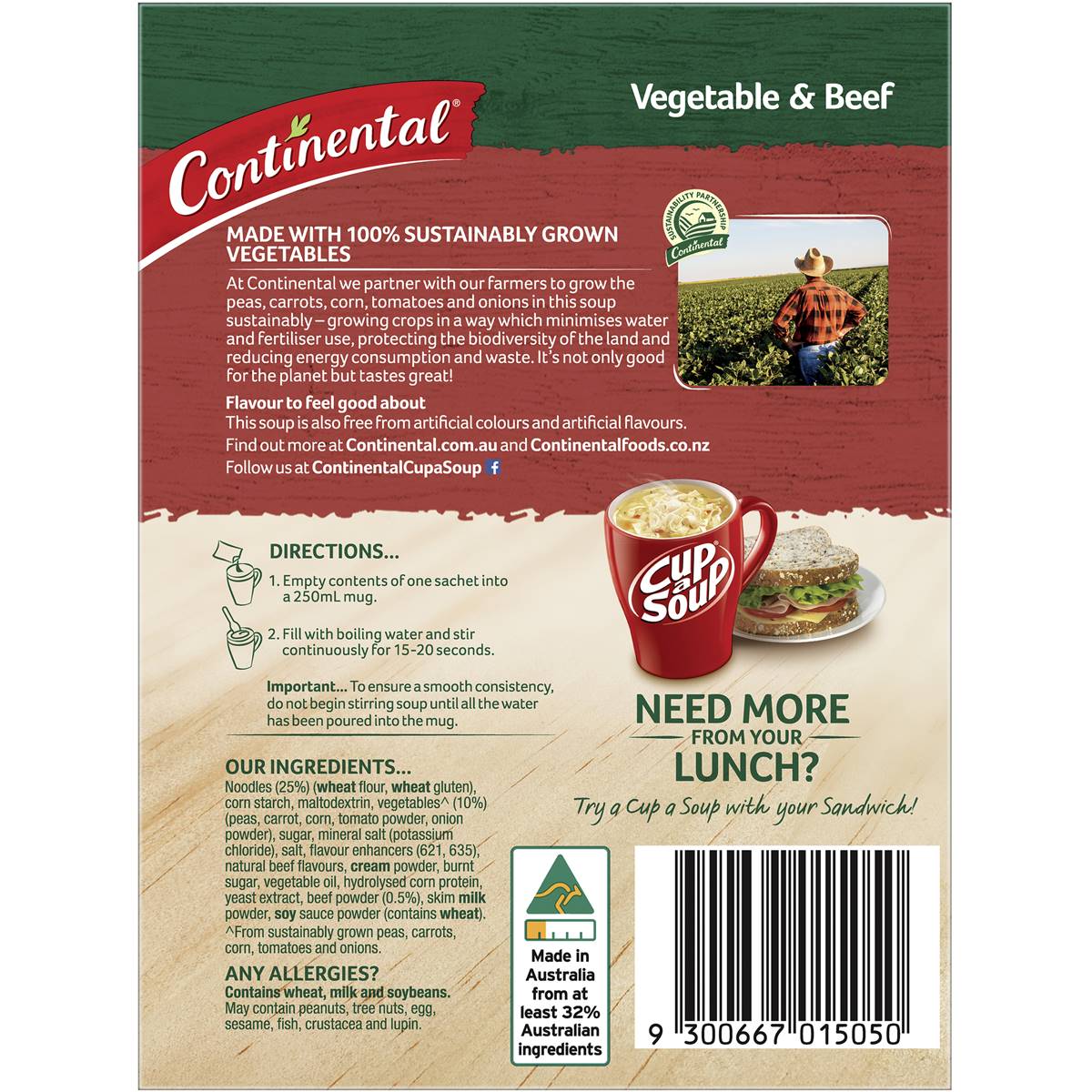 Continental Cup A Soup Instant Soup Hearty Vegetable & Beef 2 Pack