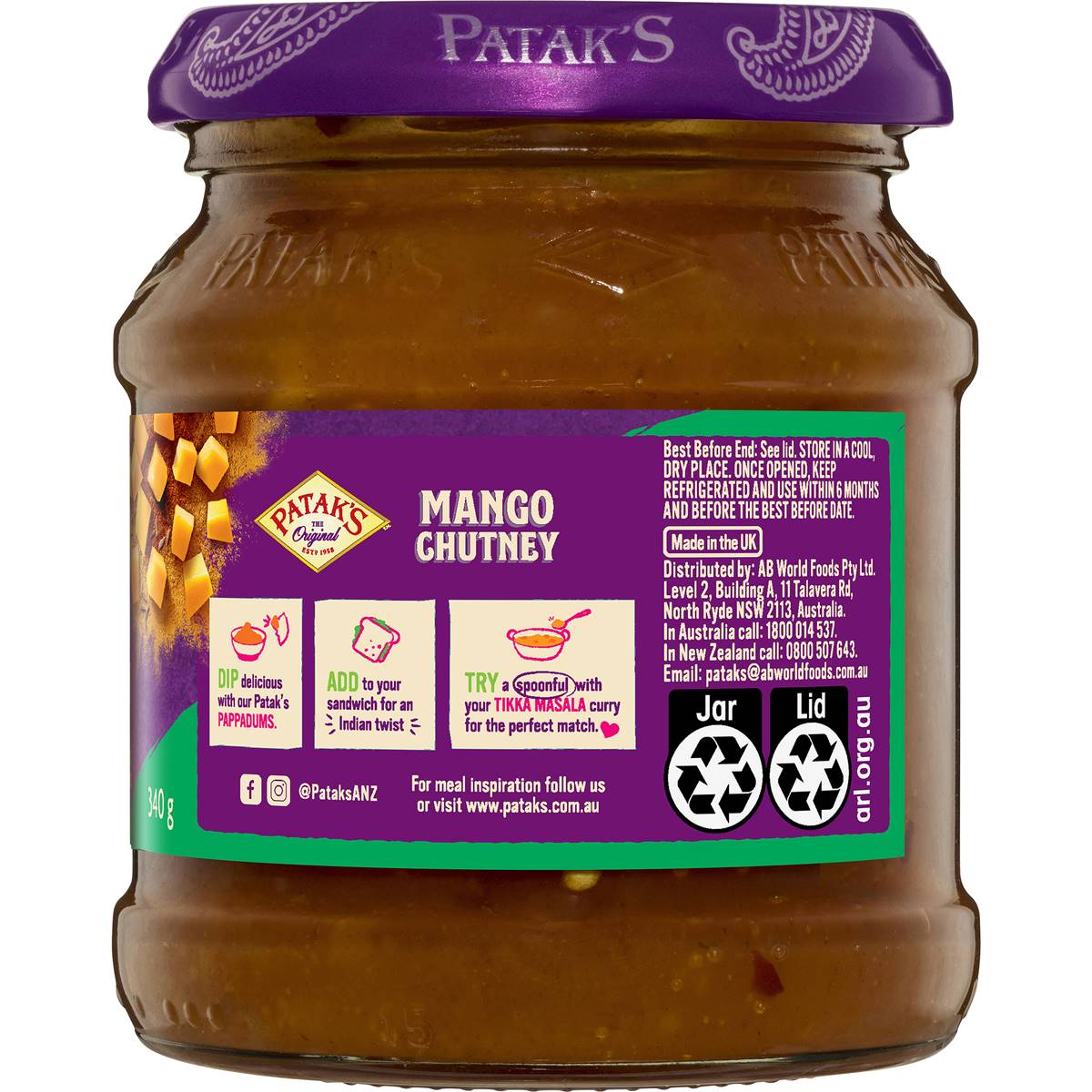 Patak&amp;#39;s Mango Chutney 340g | Woolworths