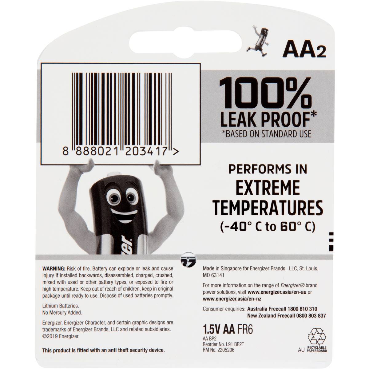 Energizer Lithium Ultimate Aa Batteries 2 Pack Woolworths