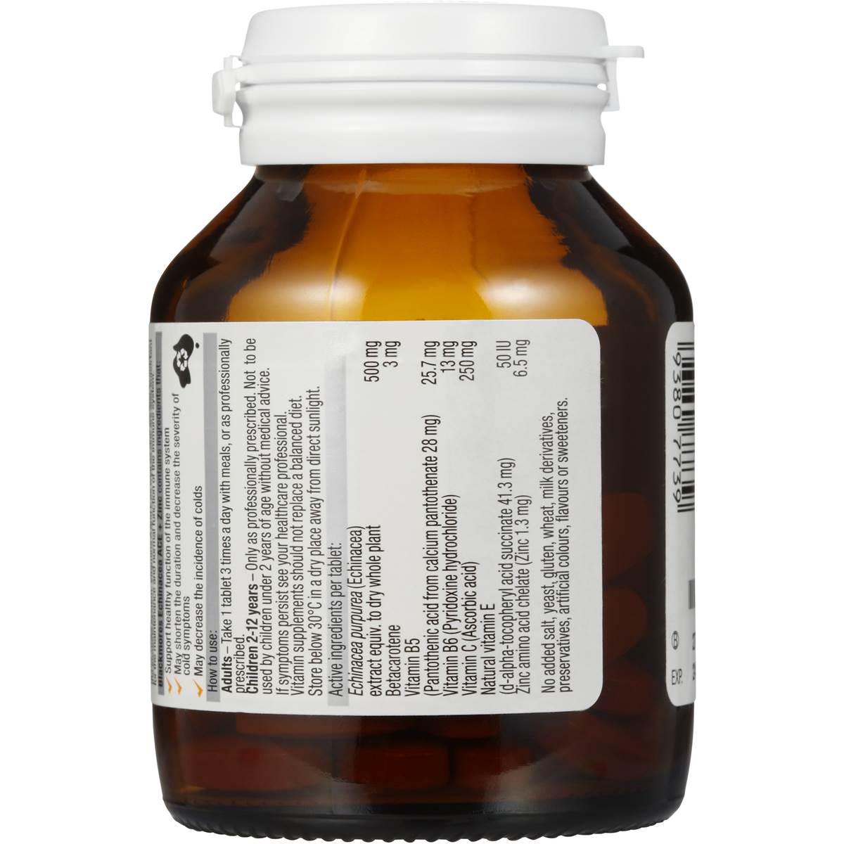Blackmores Cold & Flu Relief Echinacea Ace & Zinc Tablets 60pk Woolworths