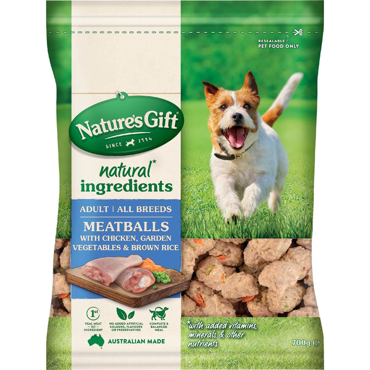 Nature s Gift Chilled Fresh Dog Food Meatballs With Chicken 700g 